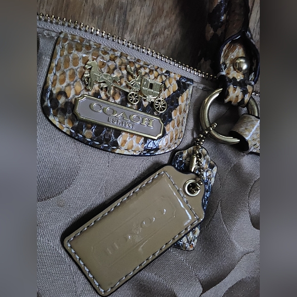 Coach K1176 18650 Signature Madison Satin Satchel Shoulder Hand Bag Python Brass - Picture 3 of 8